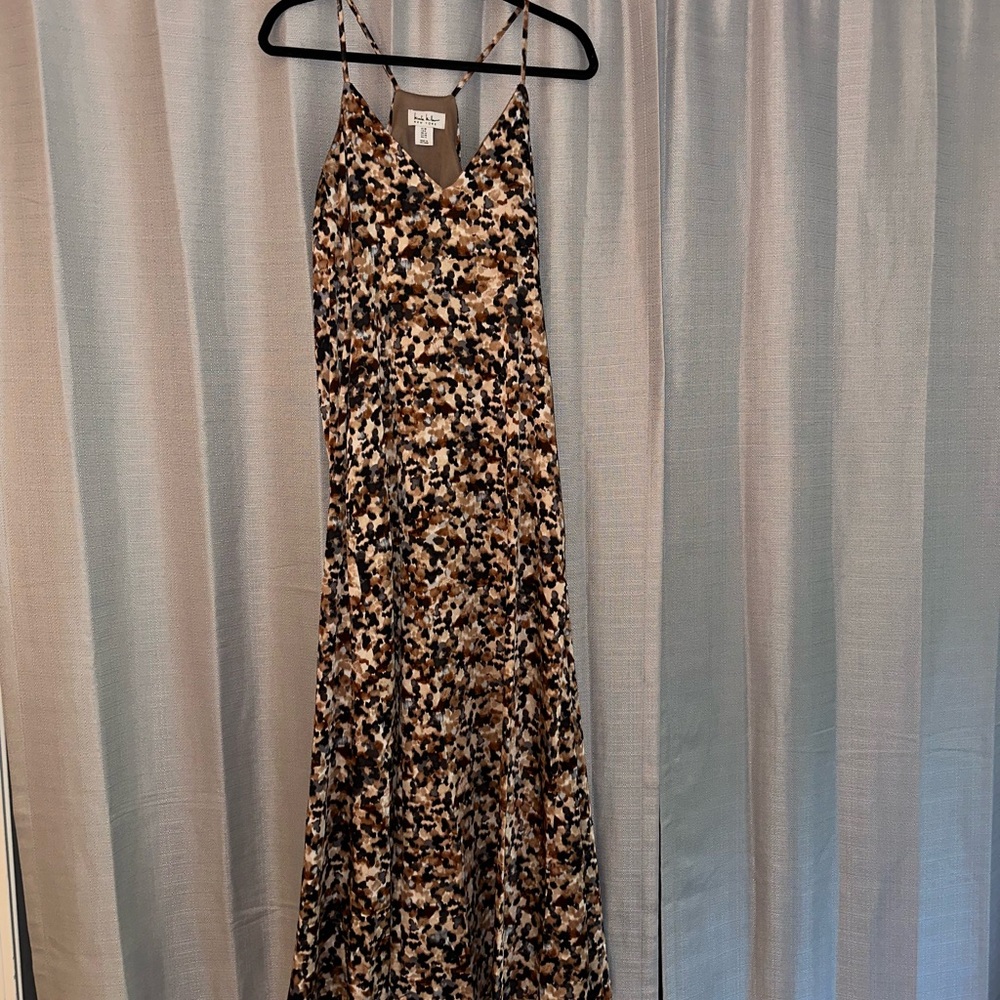 Printed Satin Maxi Sundress with Spaghetti Straps